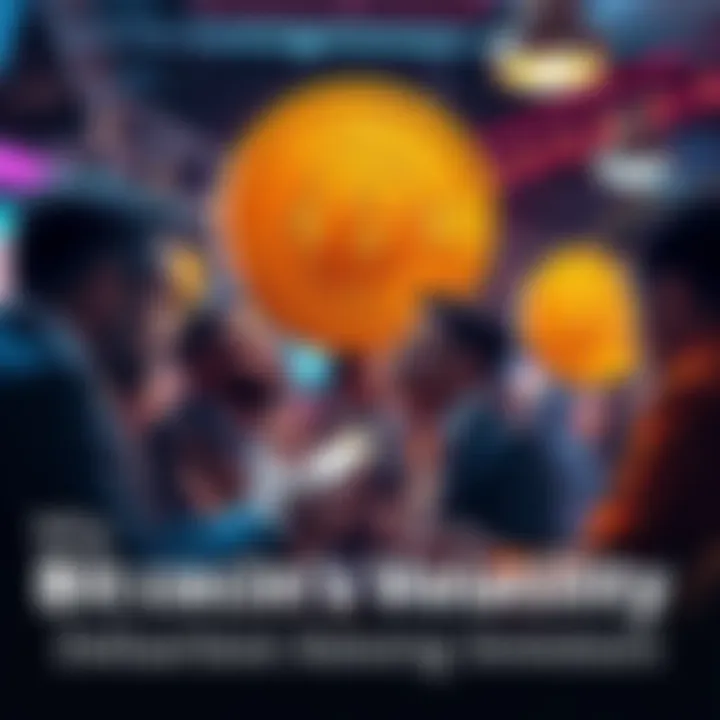 Investors debating over Bitcoin's price swings in a lively setting