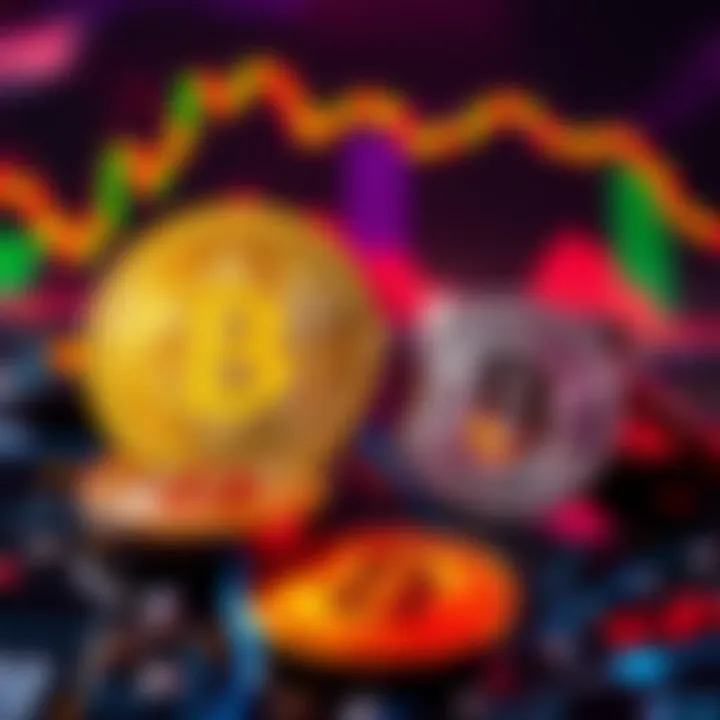 Visual comparison of Bitcoin and Bitcoins symbols with cryptocurrency imagery