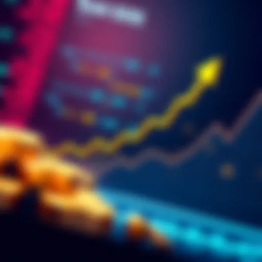 Graph showing Bitcoin performance outpacing gold and stocks with upward trend arrows