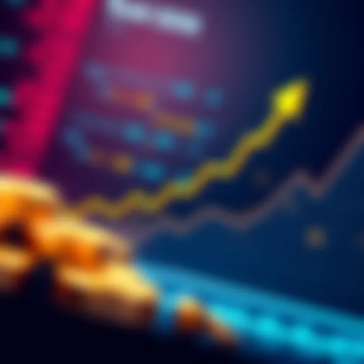 Graph showing Bitcoin performance outpacing gold and stocks with upward trend arrows