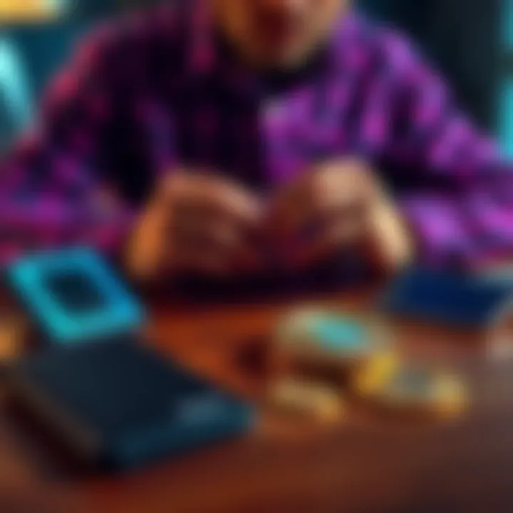 A person comparing different Bitcoin wallets on a table, with a Coldcard MK4 separately displayed