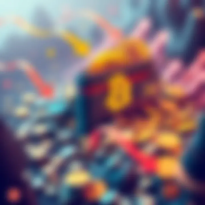 Illustration of a Bitcoin wallet overflowing with coins and arrows indicating a downward trend, symbolizing the dumping of Bitcoin holdings by dormant wallets.