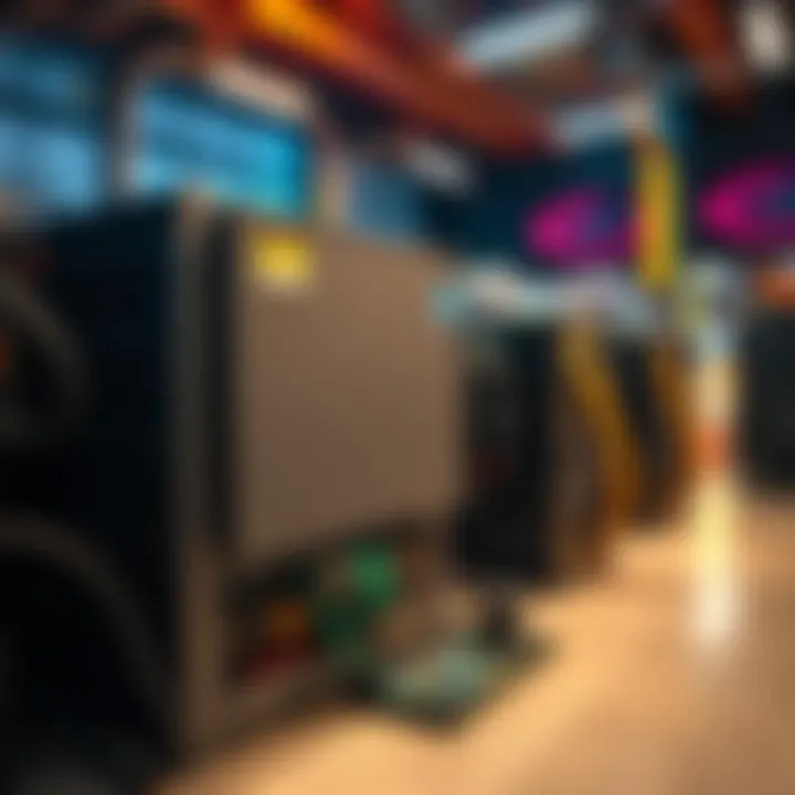 A Bitmain Antminer S19 mining machine shown operating with only one hashboard installed, displaying its modified setup and control board.