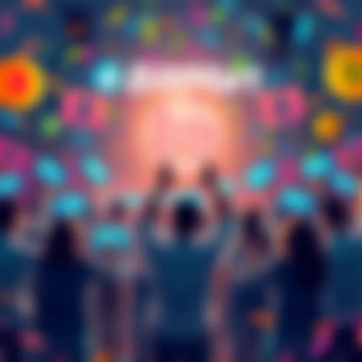 Celebrate BitMart's 8th Anniversary A vibrant celebration scene with people holding BitMart Cards, surrounded by confetti and banners that read '8th Anniversary'.