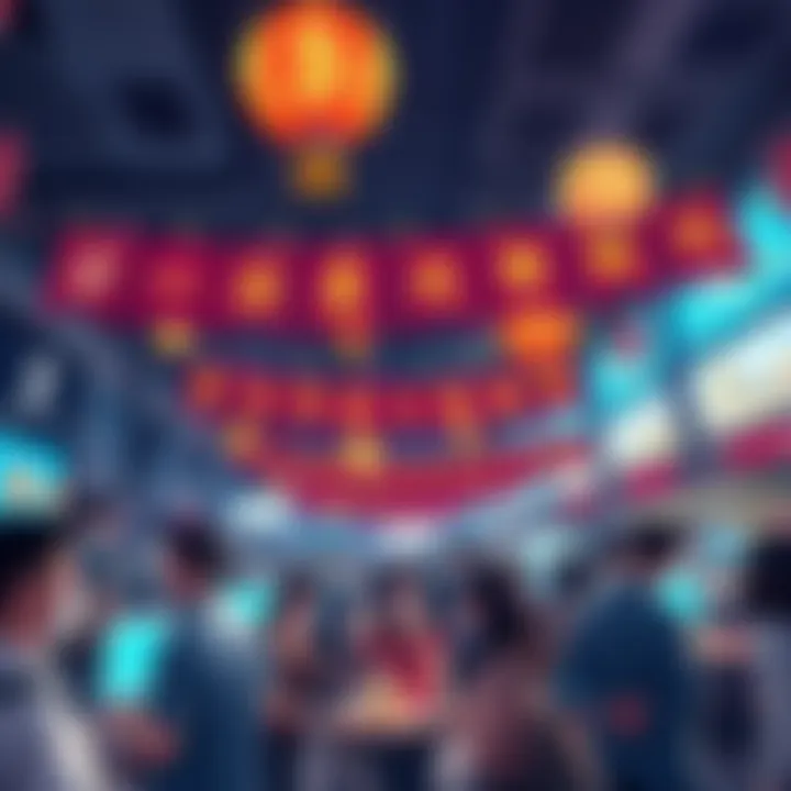 Celebrating BitMart's Anniversary Traders and crypto enthusiasts gather for BitMart's 8th anniversary celebration with festive decorations and banners.
