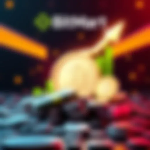 A graphic showcasing BitMart's new yield-bearing stablecoin BMRUSD with symbols of money and growth, emphasizing no fees and instant access.