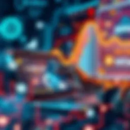 A person using the BitMart Card for an online purchase on a laptop, surrounded by futuristic digital graphics depicting finance technology.