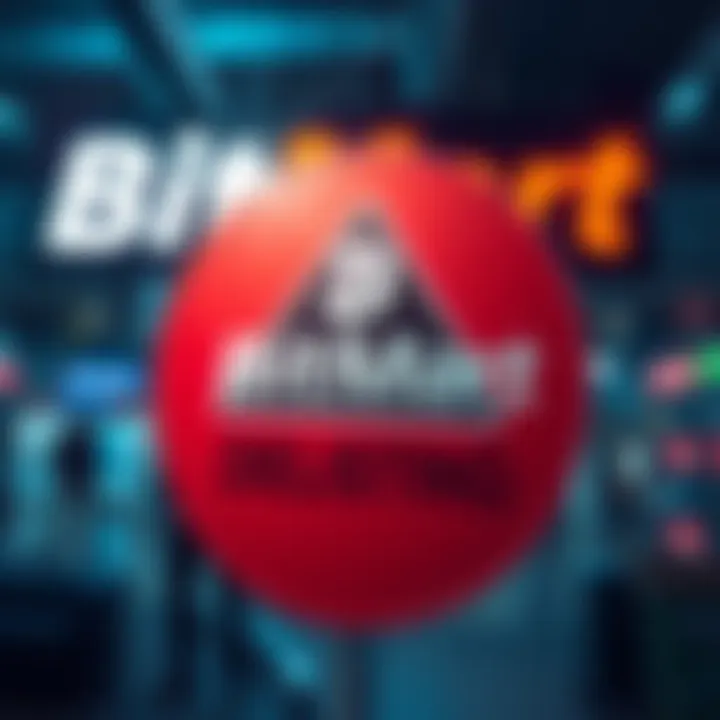 A graphic showing BitMart's logo with a warning sign about the delisting of trading pairs including IPX, MCC, and VELAR.