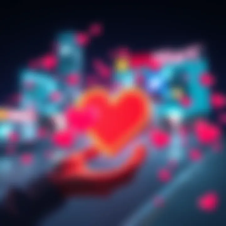 A visual representation of BitMart's focus on customer connections, featuring heart symbols and engaging social media elements.