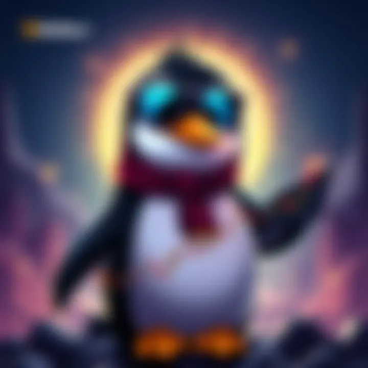 A digital illustration of a penguin wearing sunglasses and holding a trading chart, symbolizing the launch of the Nietzschean Penguin listing on BitMart.