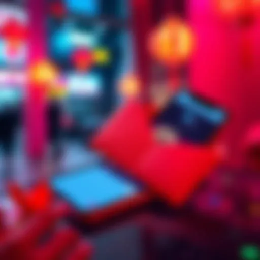 Visual of a colorful red envelope with money and a smartphone showing the BitMart app