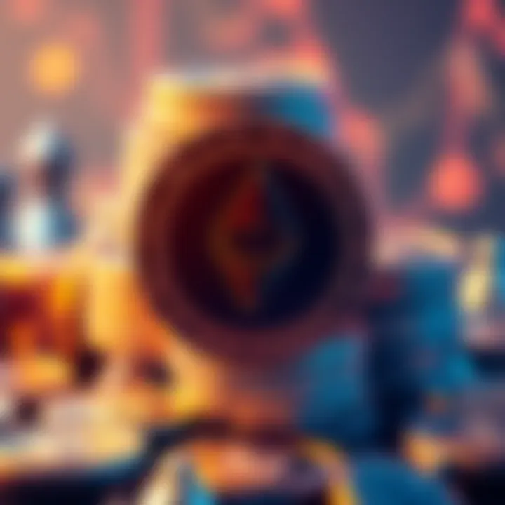 An illustration of Ethereum coins with a growing stack, symbolizing Bitmine's $10 billion staked Ethereum, representing a significant portion of the supply.