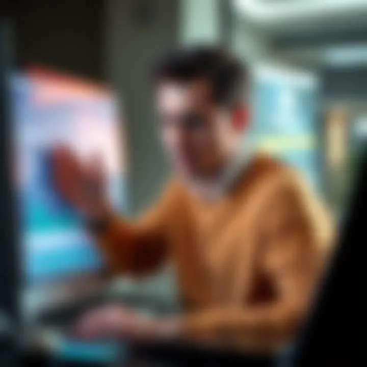 Frustrated Bitstamp user A frustrated person looking at a computer screen, expressing concern over KYC delays for their Bitstamp account