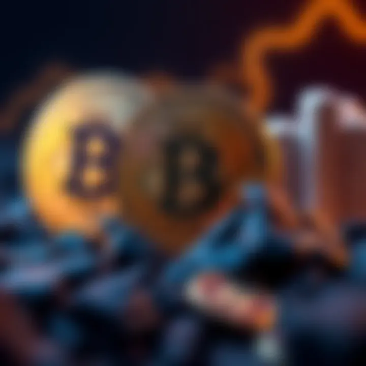 Bittensor Cryptocurrency Concept A digital representation of Bittensor (Tao) symbolizing its growth in the cryptocurrency market with Bitcoin in the background.