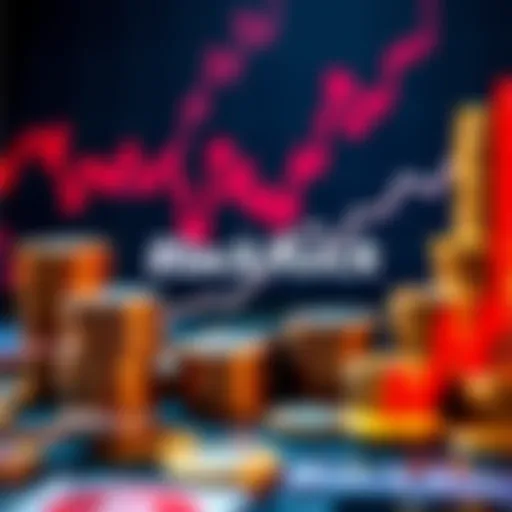 A graphic representation of BlackRock's recent sale of cryptocurrencies, showing a downward trend in the crypto market with stacks of coins and a logo of BlackRock.