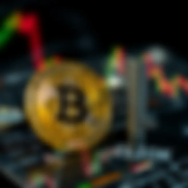 BlackRock Bitcoin Holdings A graphic showing a declining Bitcoin symbol alongside a logo of BlackRock, illustrating the company's sell-off of Bitcoin investments amid market recovery.