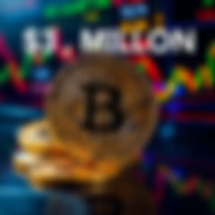 Visual representation of BlackRock's $33 million Bitcoin acquisition with Bitcoin symbols and stock market graphics in the background.
