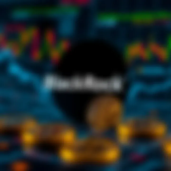 BlackRock logo and Uniswap token with a digital finance background