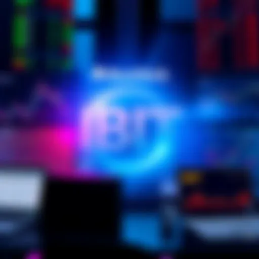 An illustration showing BlackRock's IBIT logo alongside images of stock market trends and brokerage accounts, symbolizing the launch of mega-cap options.