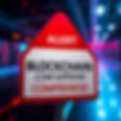 A warning sign about the Blockchain.com explorer showing false wallet addresses during searches. People are advised to be cautious while checking transactions.