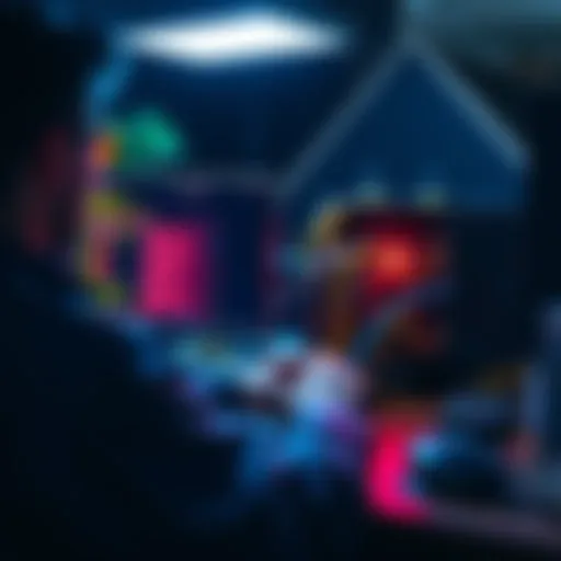 A person configuring a blockchain node on a computer, with network cables and mining equipment visible on the desk.