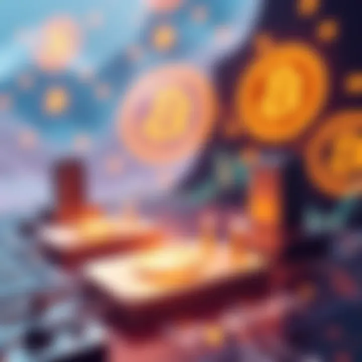 Blockchain Oracles Connecting Data Illustration showing blockchain oracles linking smart contracts to real-world data, with Bitcoin symbols in the background.