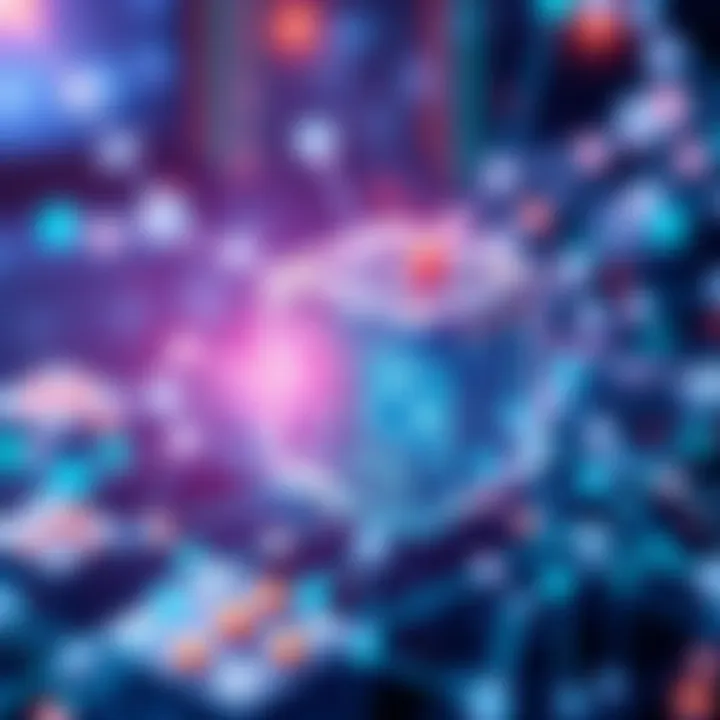 A visual representation of blockchain technology showing interconnected blocks and digital transactions