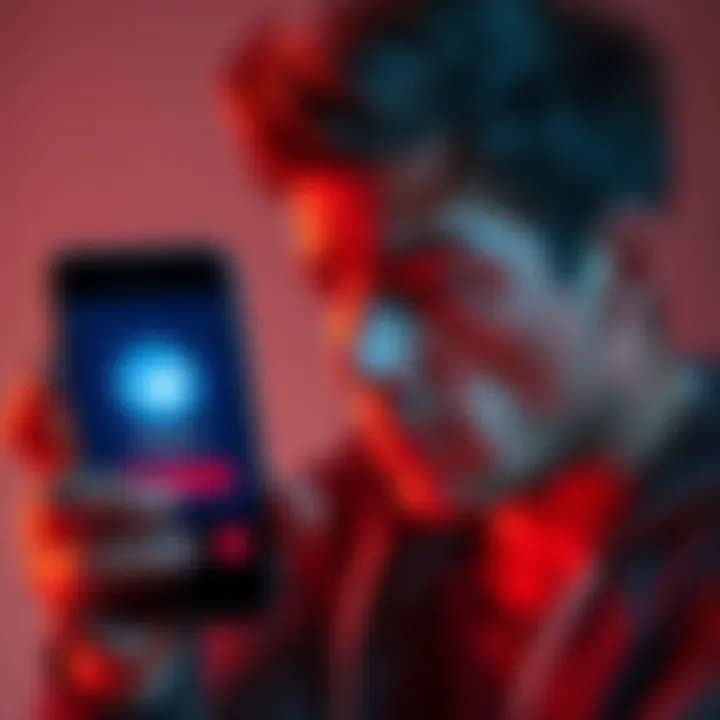 A frustrated user looking at a blocked Telegram account on a smartphone screen with a worried expression.