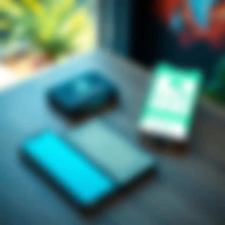 A Blockstream Jade Plus wallet displayed on a wooden table next to a smartphone showing the Blockstream Green app