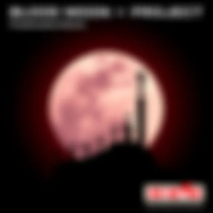 Graphic showing a moon with fundraising symbols and rising dollar amounts, representing the Blood Moon project's progress.