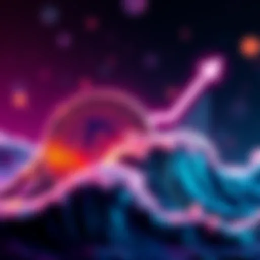 A graphic showing BMX tokens with rising waves and arrows, symbolizing growth in the market.