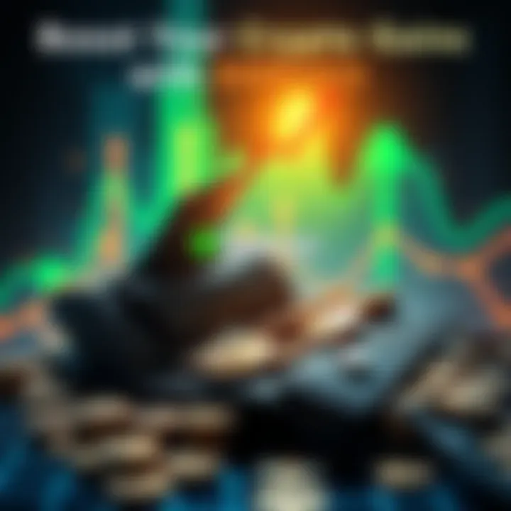 A digital graphic showing a rising graph symbolizing increased crypto returns with the BMRUSD logo and a wallet filled with coins