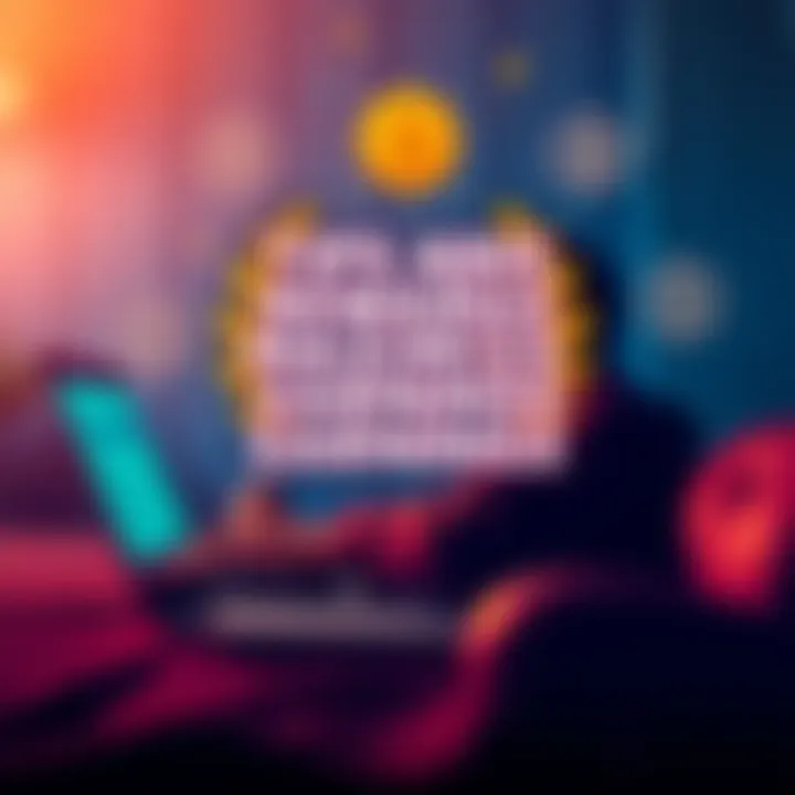 A person filling out a survey on a laptop with rewards logos around them