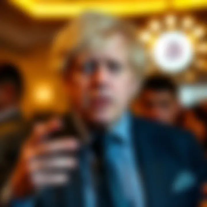 Former UK Prime Minister Boris Johnson speaking about Bitcoin, expressing his views against cryptocurrency, with a concerned expression.