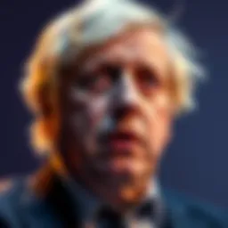 Former UK Prime Minister Boris Johnson speaks about Bitcoin as a Ponzi scheme, with a concerned expression.