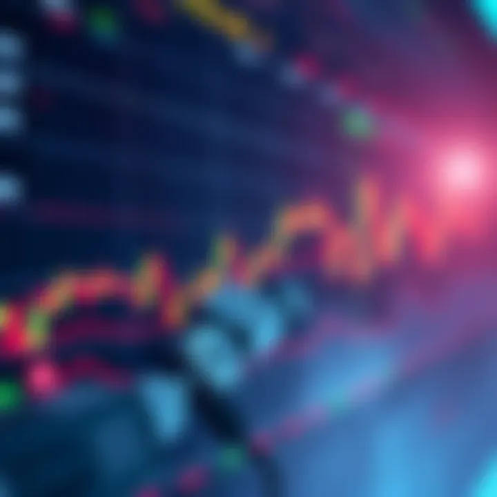 A digital chart displaying trading patterns with algorithmic bots highlighted, showing fluctuations in cryptocurrency prices related to the 'Halving'.