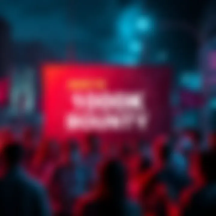 A digital poster showing a 100k bounty announcement related to the Bonzo hack, with community reactions displayed around it.