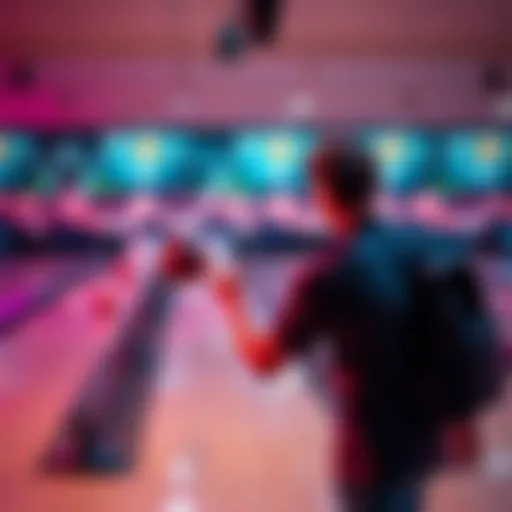 A bowler focuses on their form while practicing at a bowling lane, showing determination to improve their skills.