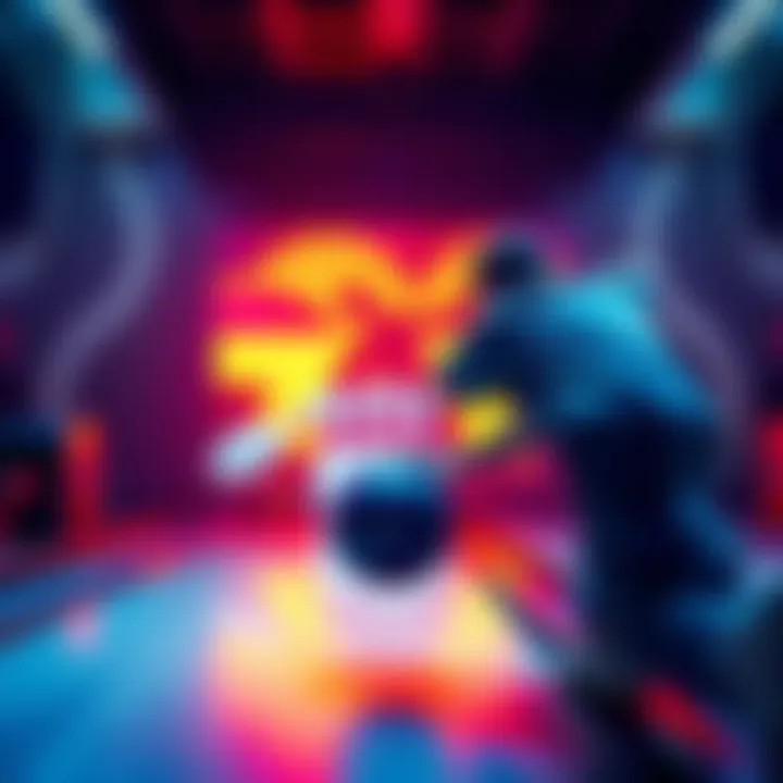 Bowler timing throw A bowler releases the ball just before the timer runs out in a game, focusing to score high against opponents.