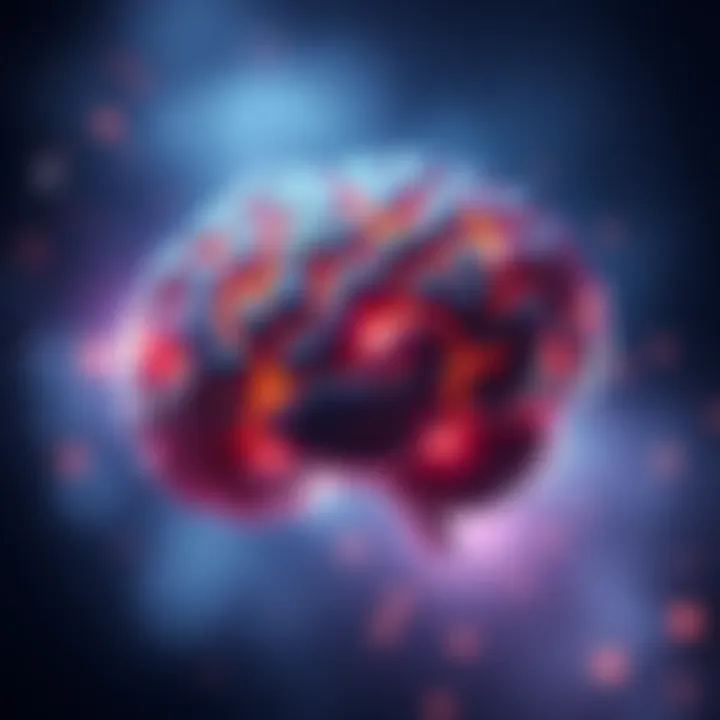 Illustration showing a brain with areas lighting up in response to feelings of loss, contrasted with a faint glow representing winning.