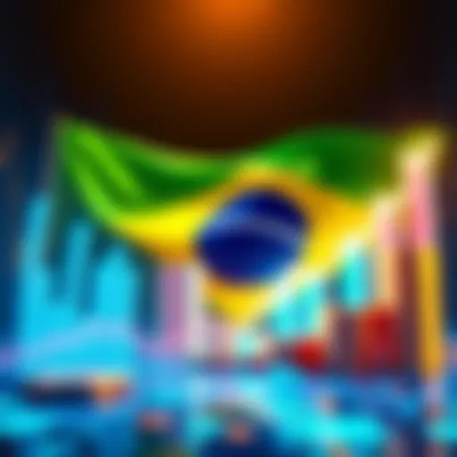 A digital graphic showing rising cryptocurrency charts and Brazil's flag, symbolizing record inflows in the country's crypto market.