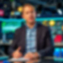 Coinbase CEO Brian Armstrong speaking about the potential of Bitcoin and cryptocurrency on a CNBC interview set.