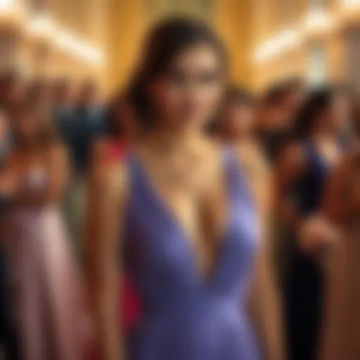 Bridesmaid wearing a comfortable and stylish low-cut dress, showcasing support for larger bust sizes at a wedding event.