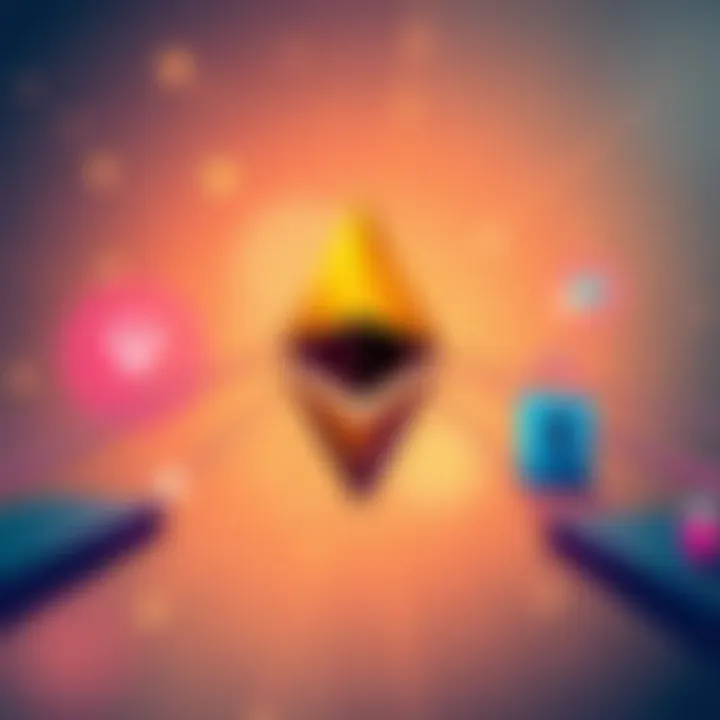 Illustration of connecting Ethereum between different platforms with security symbols