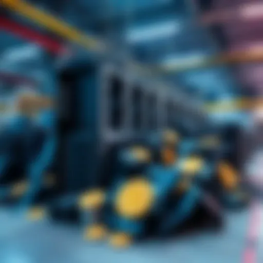 A pile of malfunctioning Bitcoin mining machines in a warehouse, showcasing the financial loss from failed operations.