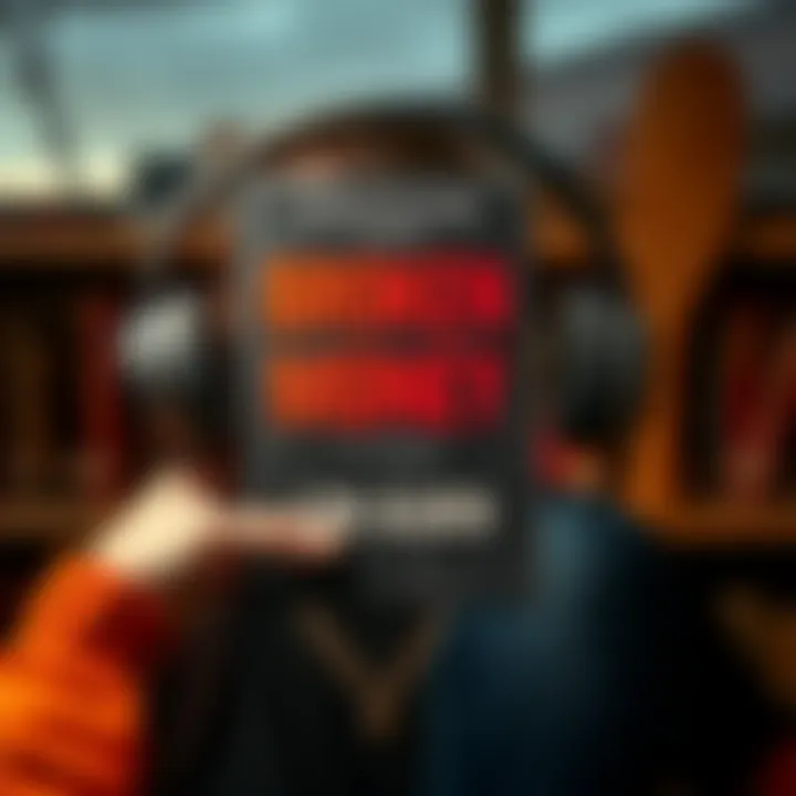 Cover of Broken Money Book A person holding the book 'Broken Money' by Lyn Alden with headphones nearby, indicating a choice between reading and listening.