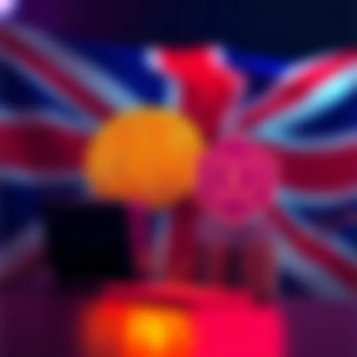 Diagram showing Bitcoin being exchanged for USDT on a decentralized exchange with the UK flag in the background