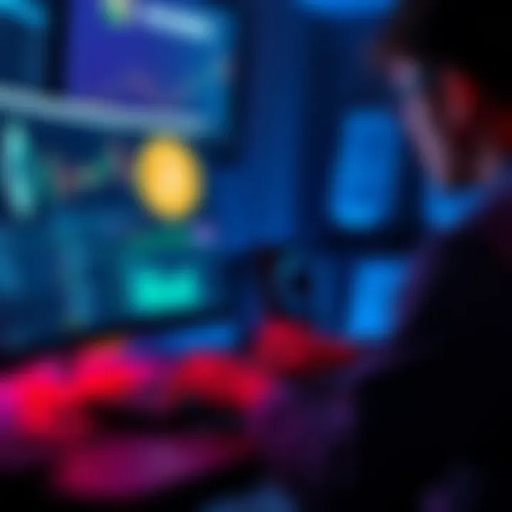 Bitcoin to Monero Exchange A person using a computer to exchange Bitcoin for Monero with a user-friendly interface and no KYC requirements