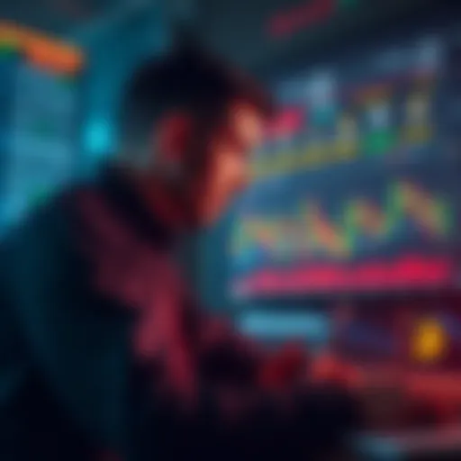 Trader observing unusual 70 BTC orders on a trading platform with price graphs showing spikes and drops