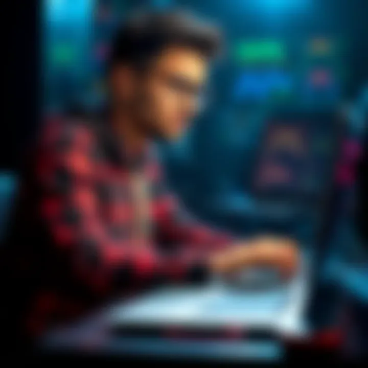 A BTech CSE student in Delhi NCR looking for teammates for hackathons, showcasing web development skills with React and Node.js on a laptop.